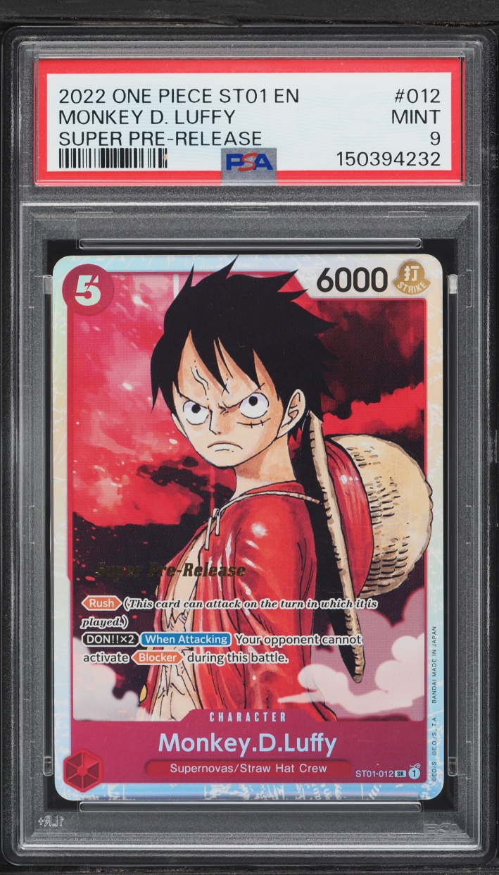 2022 One Piece Straw Hat Crew Super Pre-Release SR Monkey D. Luffy #ST01-012 PSA 9 MINT