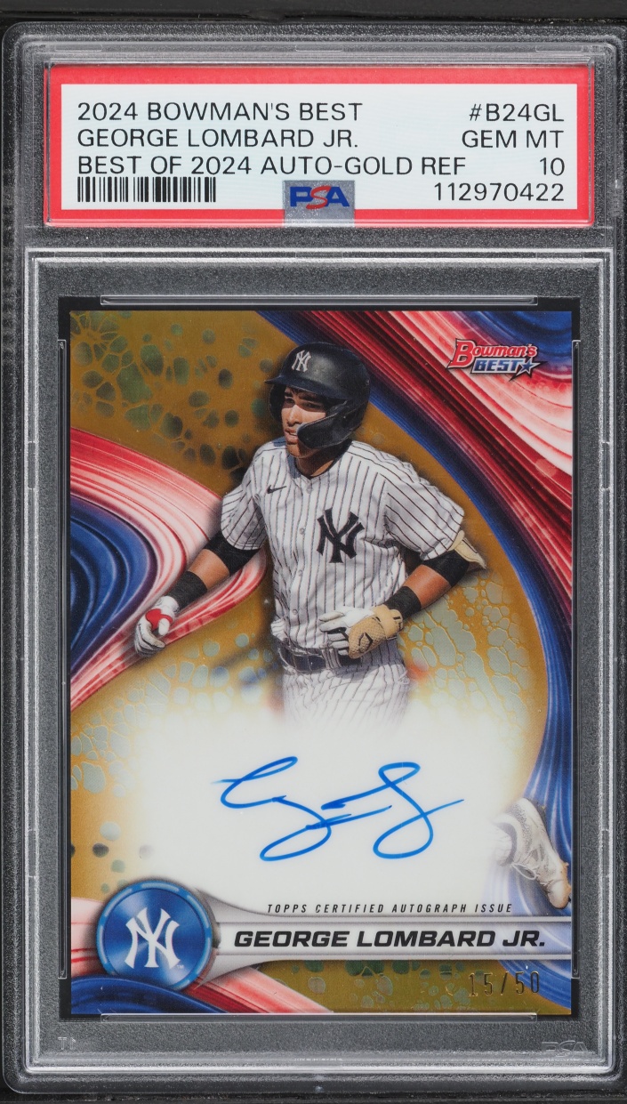 2024 Bowman's Best Of '24 Gold Refractor George Lombard Jr. AUTO /50 #B24-GL PSA 10 GEM MINT