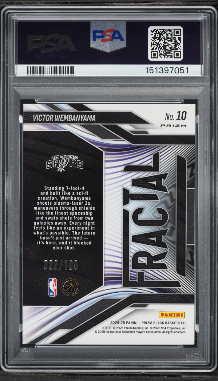 2024 Panini Prizm Black Fractal Blue Victor Wembanyama /199 #10 PSA 10 GEM MINT