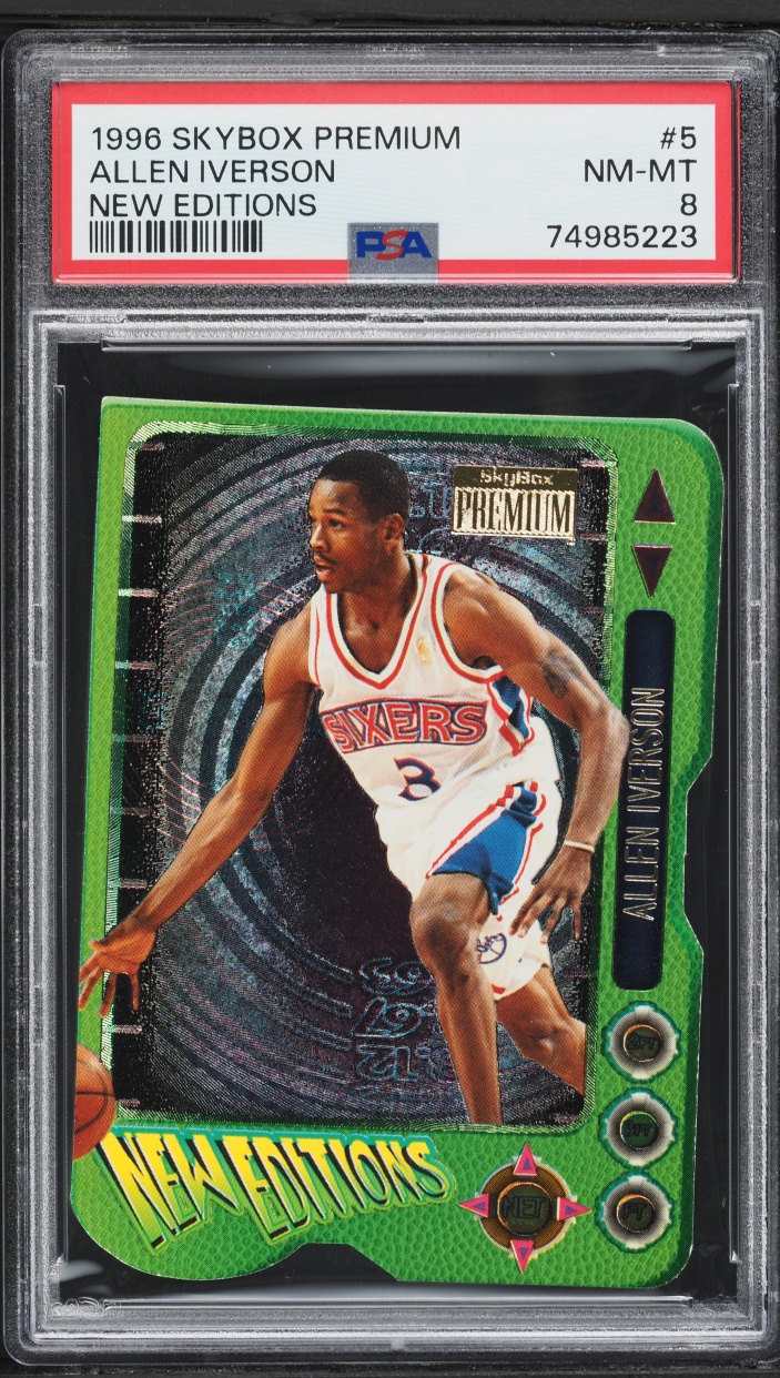 1996 Skybox Premium New Editions Die-Cut Allen Iverson ROOKIE #5 PSA 8 NM-MT