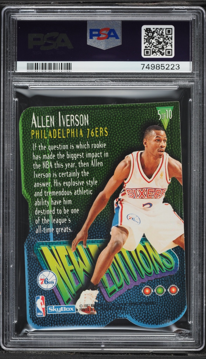 1996 Skybox Premium New Editions Die-Cut Allen Iverson ROOKIE #5 PSA 8 NM-MT