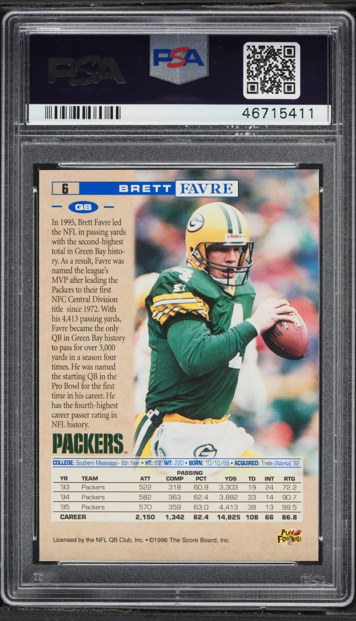 1996 Pro Line Brett Favre #6 PSA 10 GEM MINT