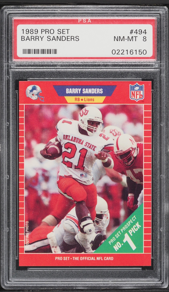 1989 Pro Set Football Barry Sanders ROOKIE #494 PSA 8 NM-MT