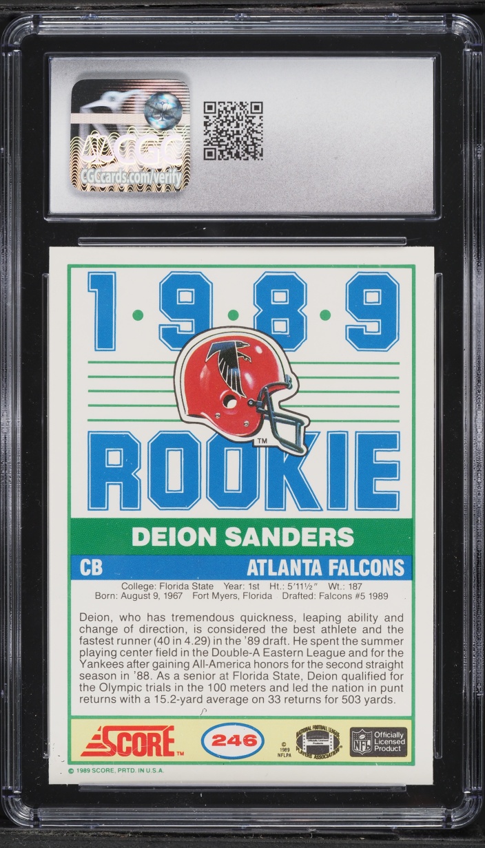 1989 Score Football Deion Sanders ROOKIE #246 CGC 9 MINT