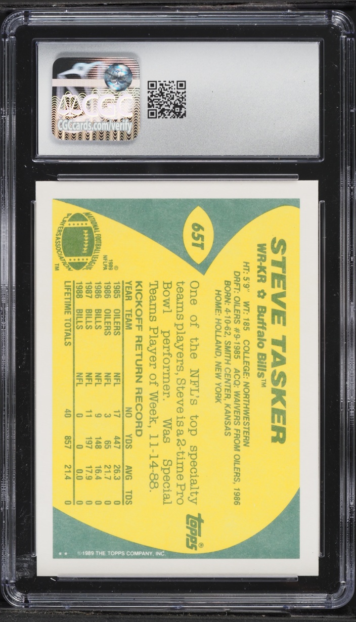 1989 Topps Traded Steve Tasker ROOKIE #65T CGC 10 GEM MINT