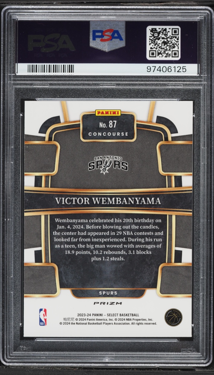 2023 Select Concourse Red Cracked Ice Prizm Victor Wembanyama ROOKIE #87 PSA 10 GEM MINT