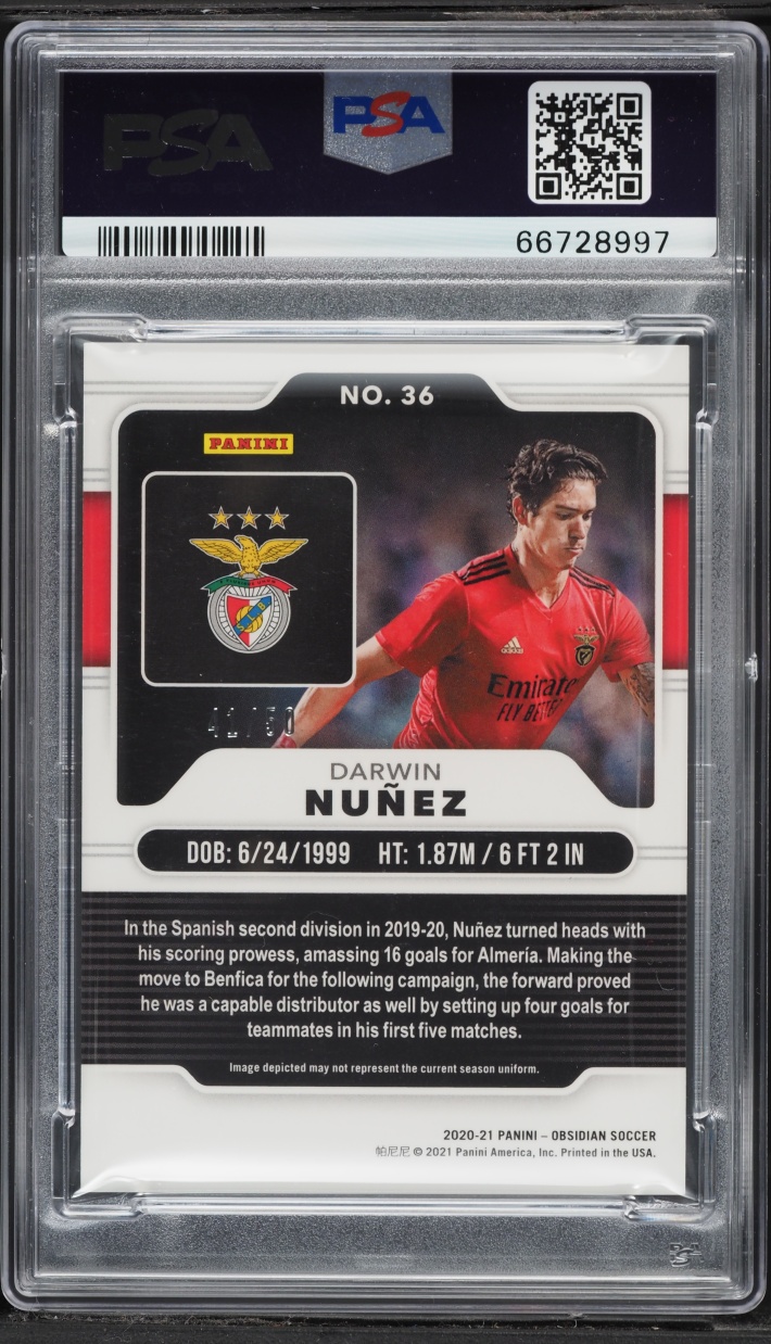2020 Panini Obsidian Electric Etch Orange Darwin Nunez ROOKIE /50 #36 PSA 10 GEM MINT