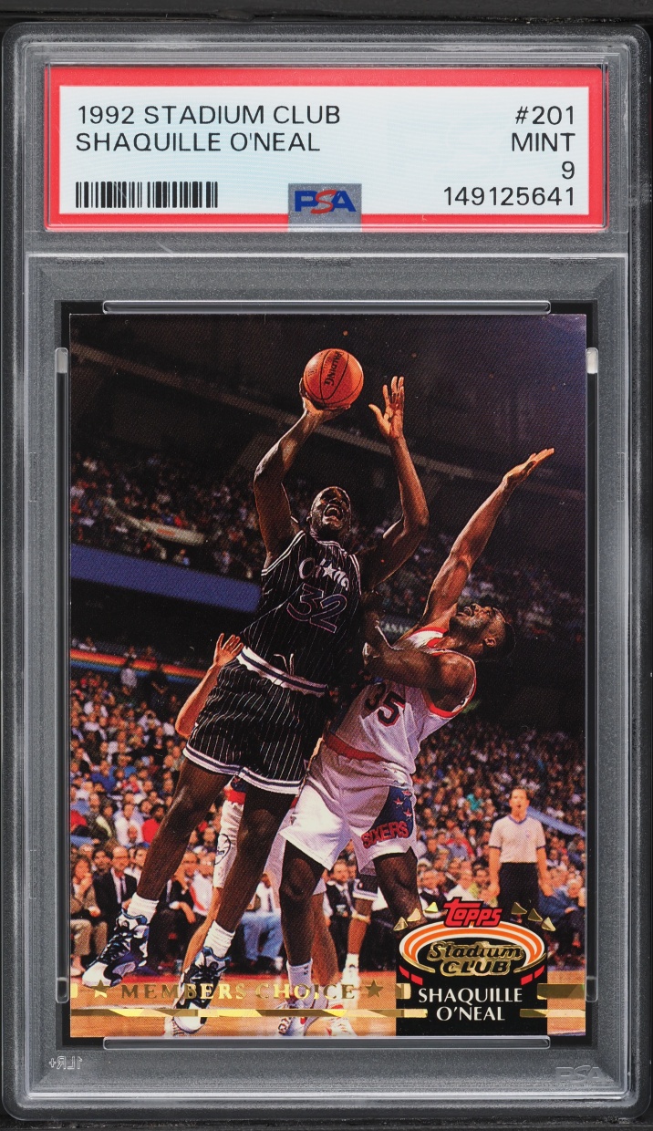 1992 Stadium Club Members Choice Shaquille O'Neal ROOKIE #201 PSA 9 MINT
