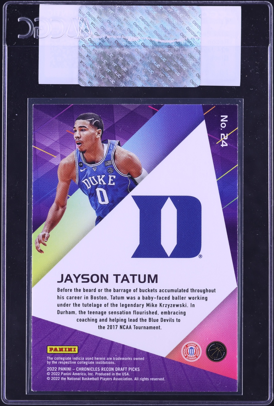 2022 Panini Chronicles Draft Picks Recon Black Jayson Tatum #24 CGC AUTH