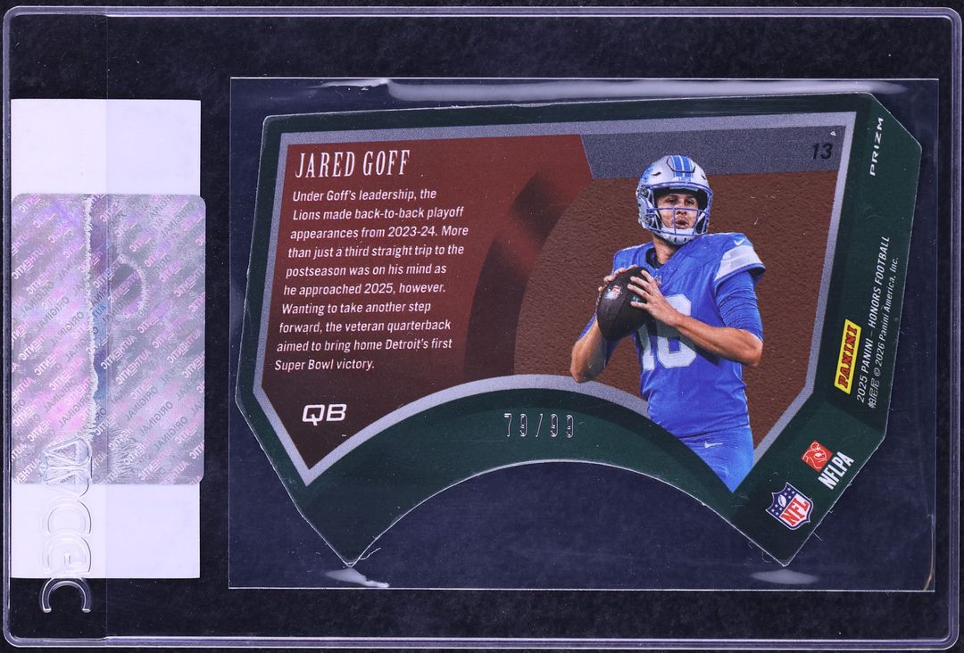 2025 Panini Honors Playoff SSD Die-Cut Jared Goff /99 #13 CGC AUTH
