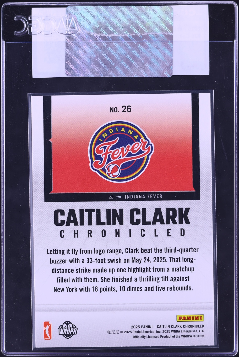 2025 Panini Chronicled Caitlin Clark #26 CGC AUTH