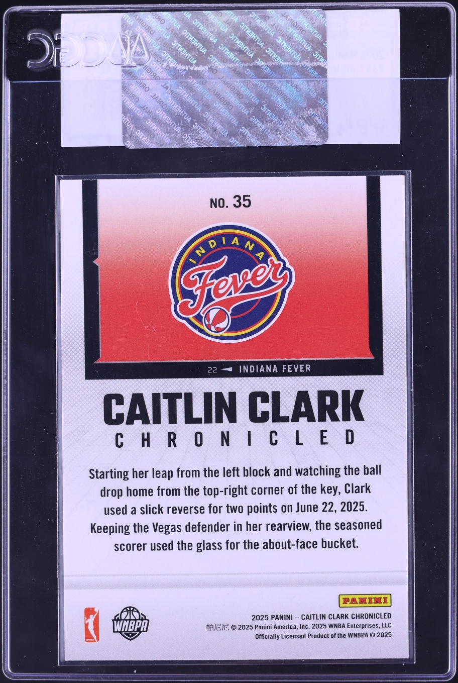 2025 Panini Chronicled Caitlin Clark #35 CGC AUTH