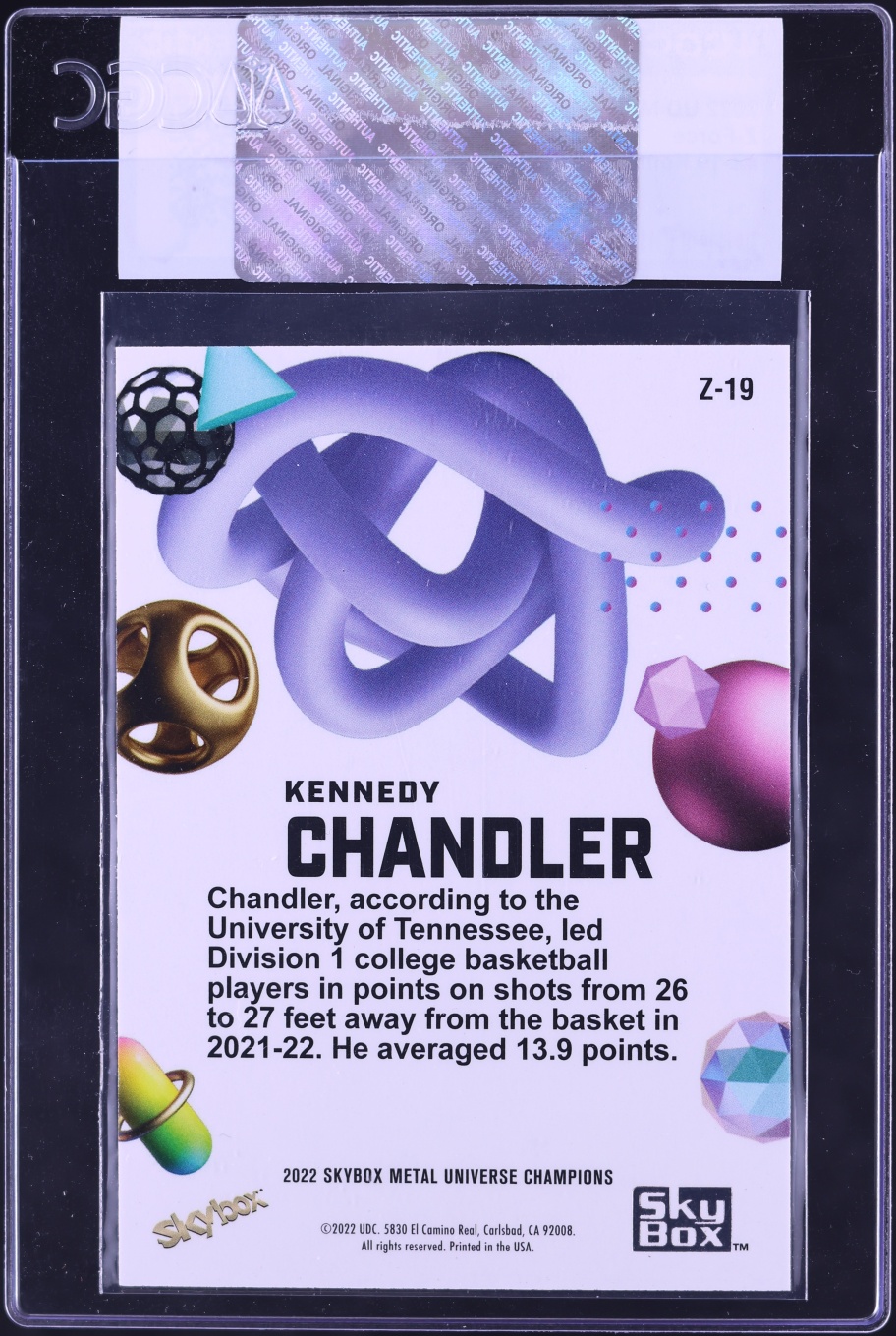 2022 Metal Universe Champions Z-Force Kennedy Chandler ROOKIE #Z-19 CGC AUTH