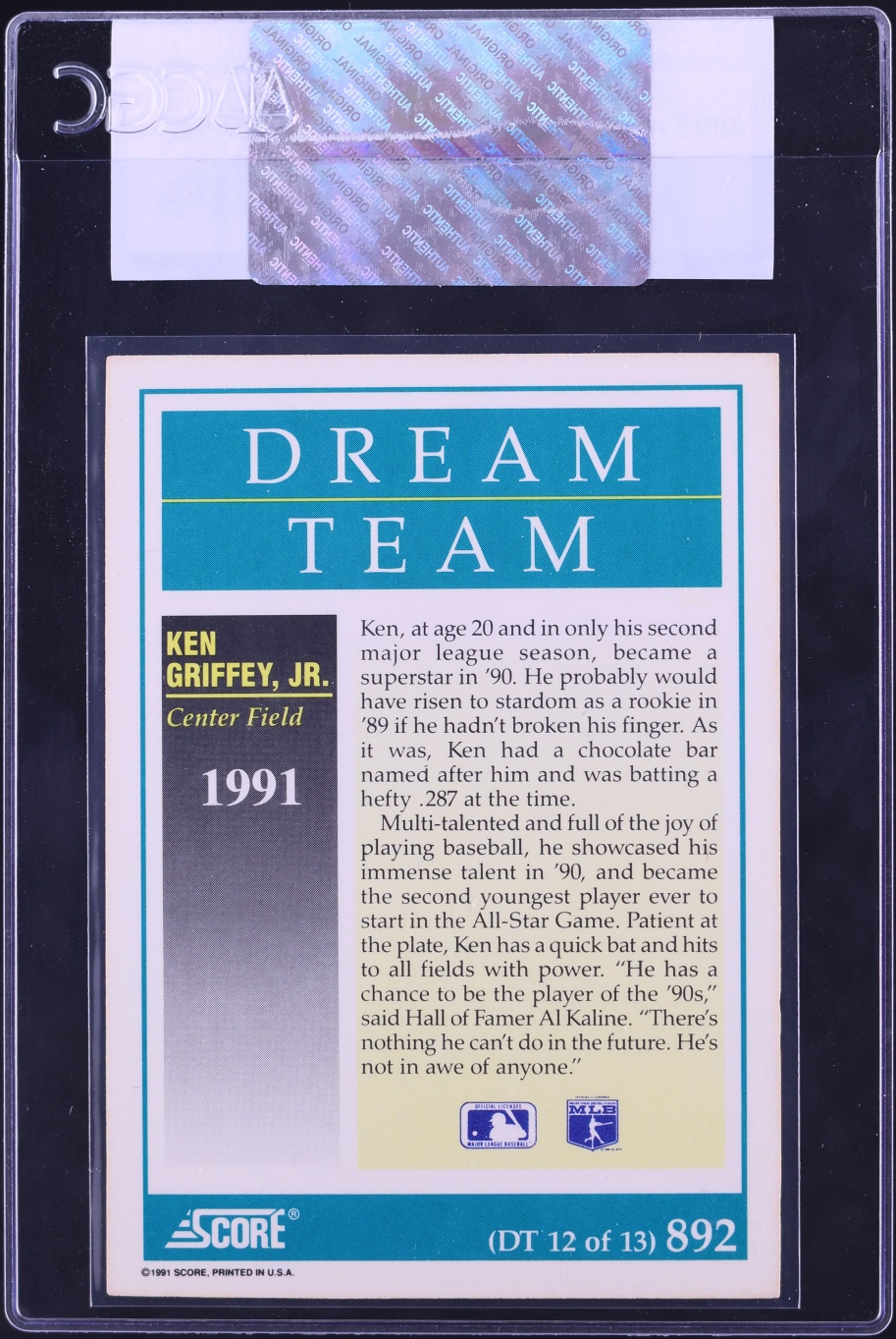 1991 Score Ken Griffey Jr. #892 CGC AUTH