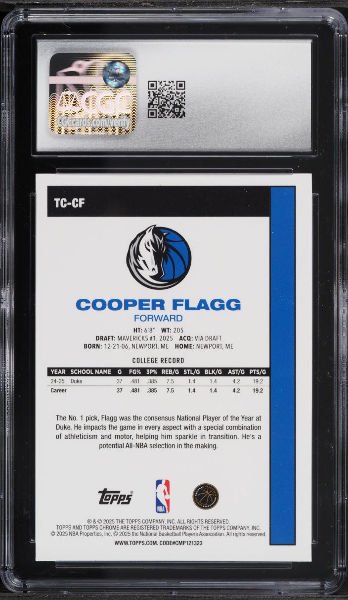 2025 Topps Chrome '80 Silver Pack Cooper Flagg ROOKIE #TC-CF CGC 9.5 MINT+