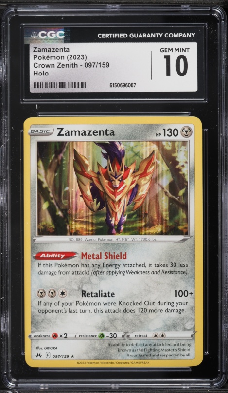 2023 Pokemon Sword & Shield Crown Zenith Holo Zamazenta #97 CGC 10 GEM MINT