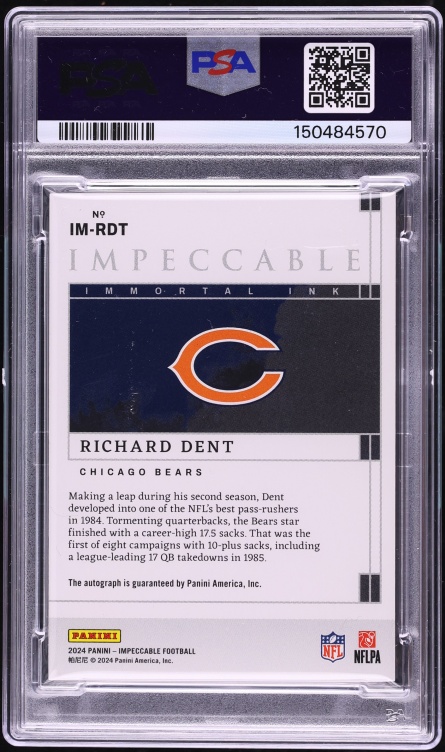 2025 Panini Impeccable Update Immortal Ink Richard Dent AUTO DNA 9 /75 #IM-RDT PSA 8 NM-MT