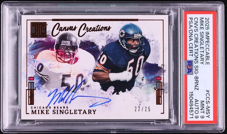 2025 Panini Impeccable Canvas Creations Bronze Mike Singletary AUTO DNA 9 /25 #CCS-MSY PSA 9