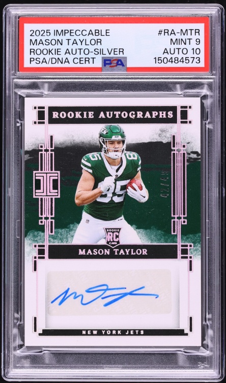 2025 Panini Impeccable Silver Mason Taylor ROOKIE AUTO DNA 10 /49 #RA-MTR PSA 9 MINT