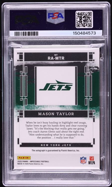 2025 Panini Impeccable Silver Mason Taylor ROOKIE AUTO DNA 10 /49 #RA-MTR PSA 9 MINT