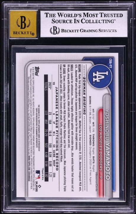 2024 Bowman Chrome Mega Box Yoshinobu Yamamoto ROOKIE AUTO /150 #CRA-YY BGS 8 NM-MT