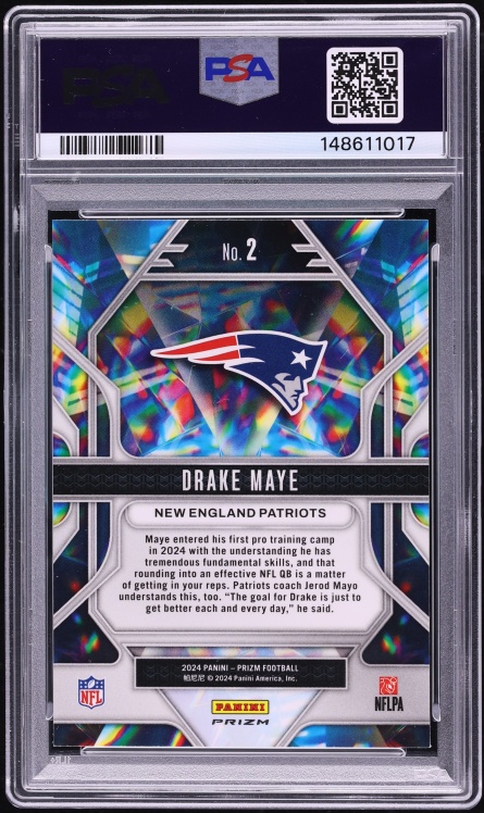 2024 Panini Prizm Prizmatic Green Wave Drake Maye ROOKIE #2 PSA 10 GEM MINT