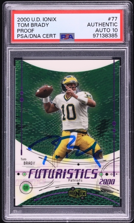 2000 Upper Deck Ionix Proof Tom Brady ROOKIE AUTO DNA 10 #77 PSA AUTH