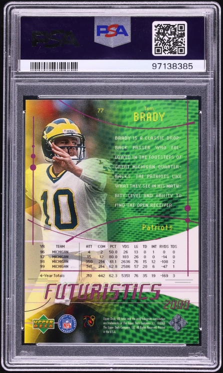 2000 Upper Deck Ionix Proof Tom Brady ROOKIE AUTO DNA 10 #77 PSA AUTH