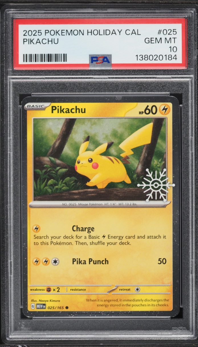 2025 Pokemon Scarlet & Violet 151 Holiday Calendar Pikachu #025 PSA 10 GEM MINT