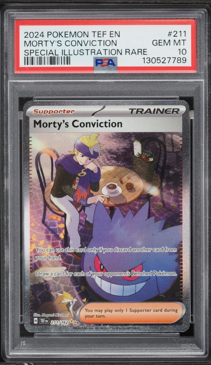 2024 Pokemon Scarlet & Violet Temporal Forces SIR Morty's Conviction #211 PSA 10 GEM MINT