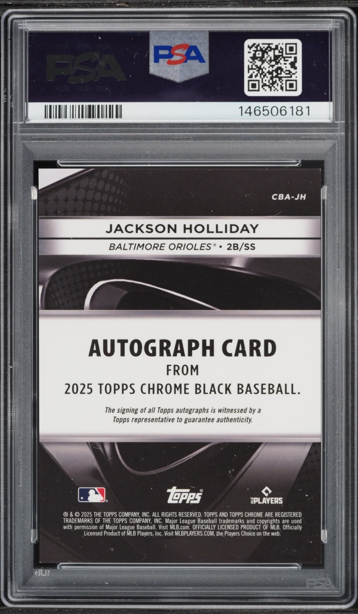 2025 Topps Chrome Black Orange Refractor Jackson Holliday AUTO 1/25 #CBA-JH PSA 9 MINT