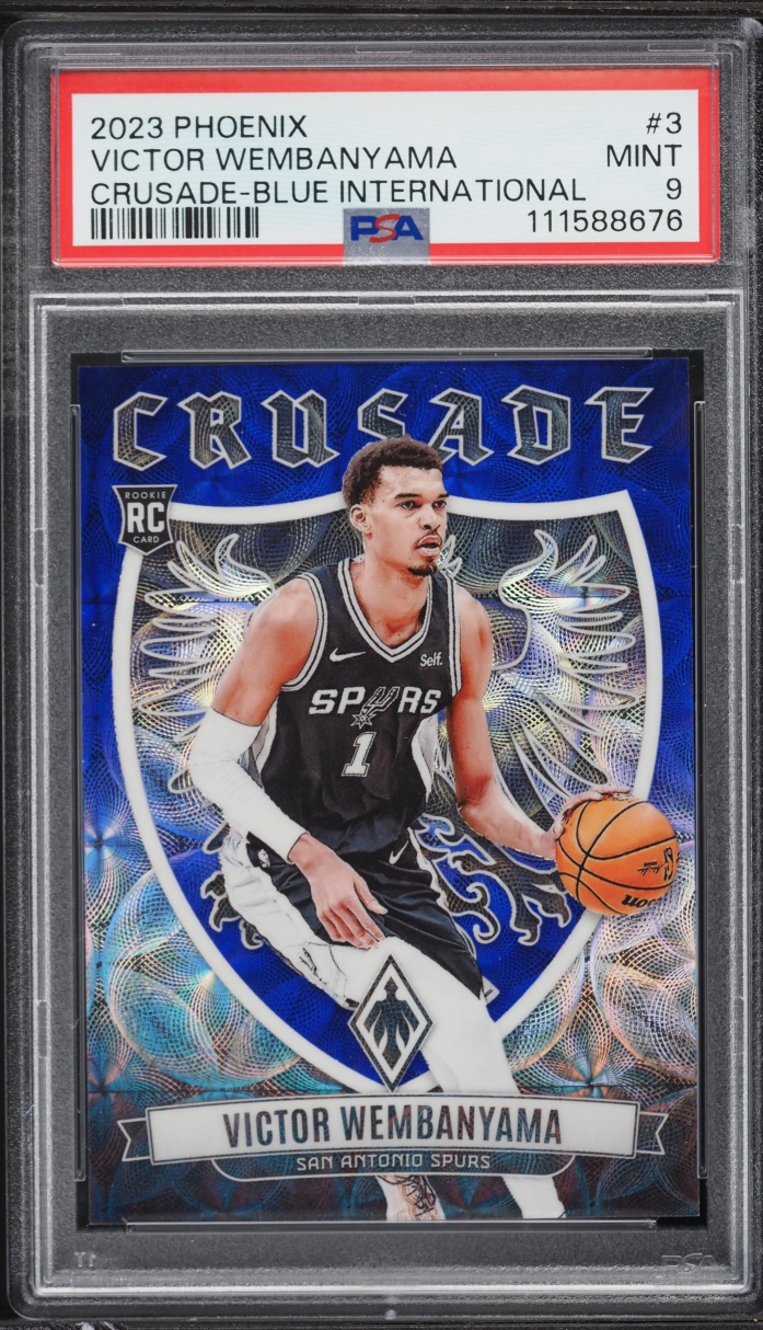 2023 Panini Phoenix Crusade Blue International Victor Wembanyama ROOKIE /35 #3 PSA 9 MINT