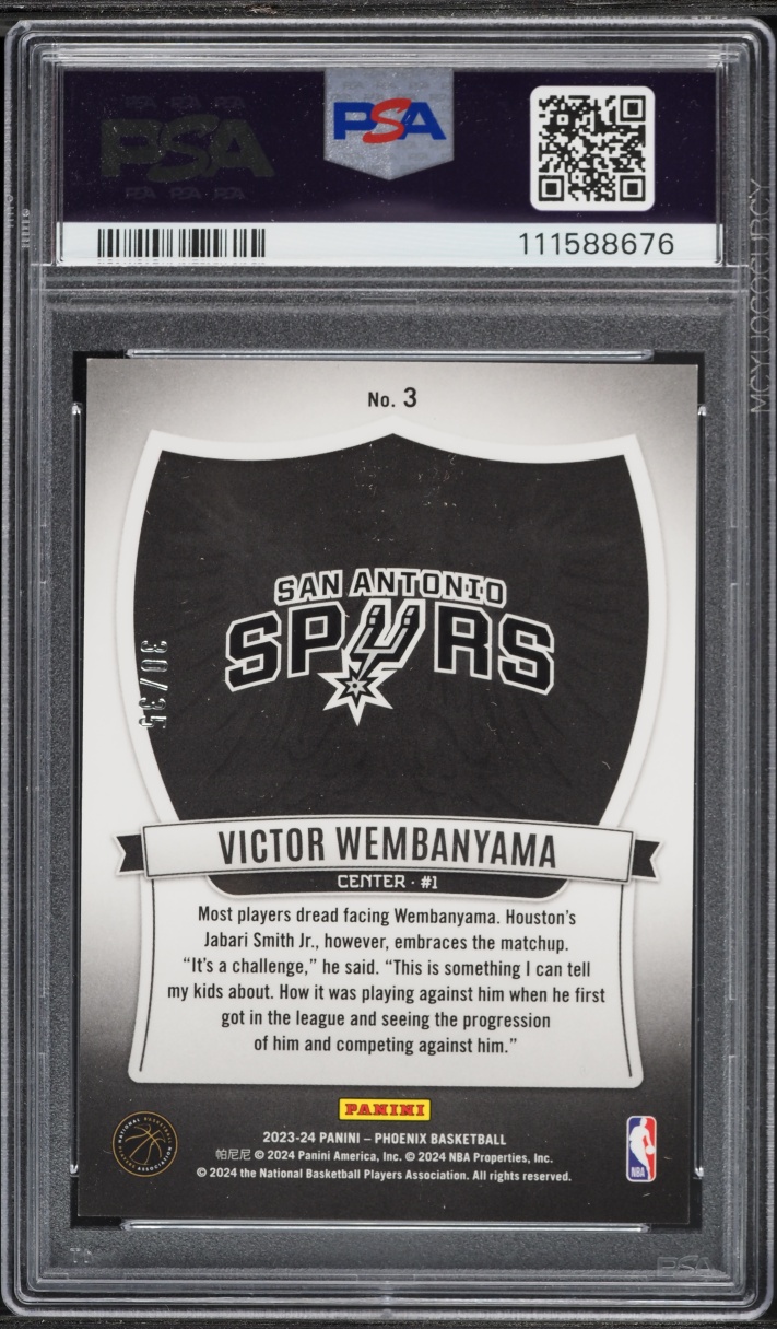 2023 Panini Phoenix Crusade Blue International Victor Wembanyama ROOKIE /35 #3 PSA 9 MINT