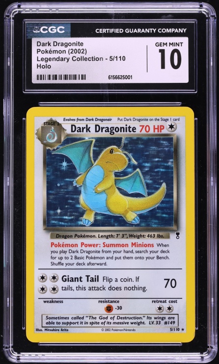 2002 Pokemon Legendary Collection Holo Dark Dragonite #5 CGC 10 GEM MINT