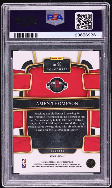 2023 Select Concourse White Disco Amen Thompson ROOKIE /75 #96 PSA 9 MINT