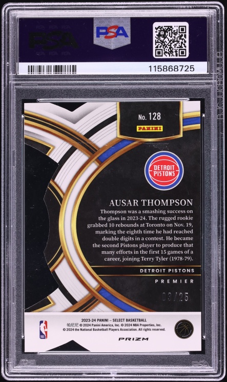 2023 Select Premier Die-Cut Tie-Dye Prizm Ausar Thompson ROOKIE /25 #128 PSA 10 GEM MINT
