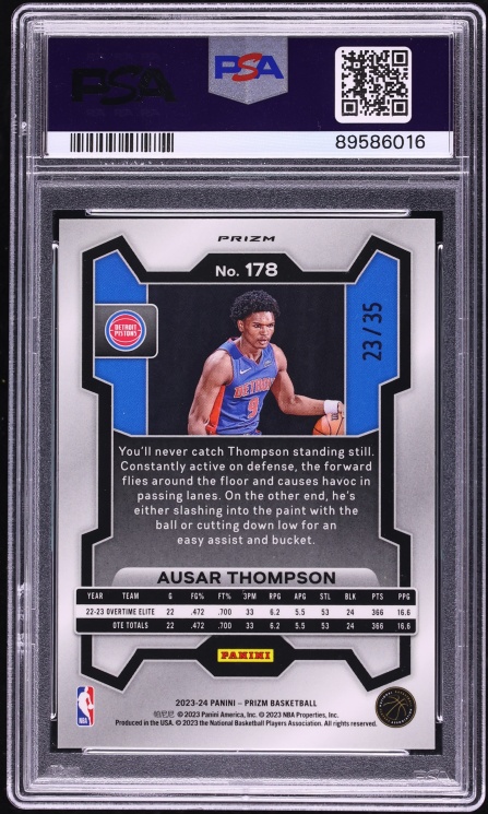 2023 Panini Prizm Blue Shimmer FOTL Ausar Thompson ROOKIE /35 #178 PSA 10 GEM MINT