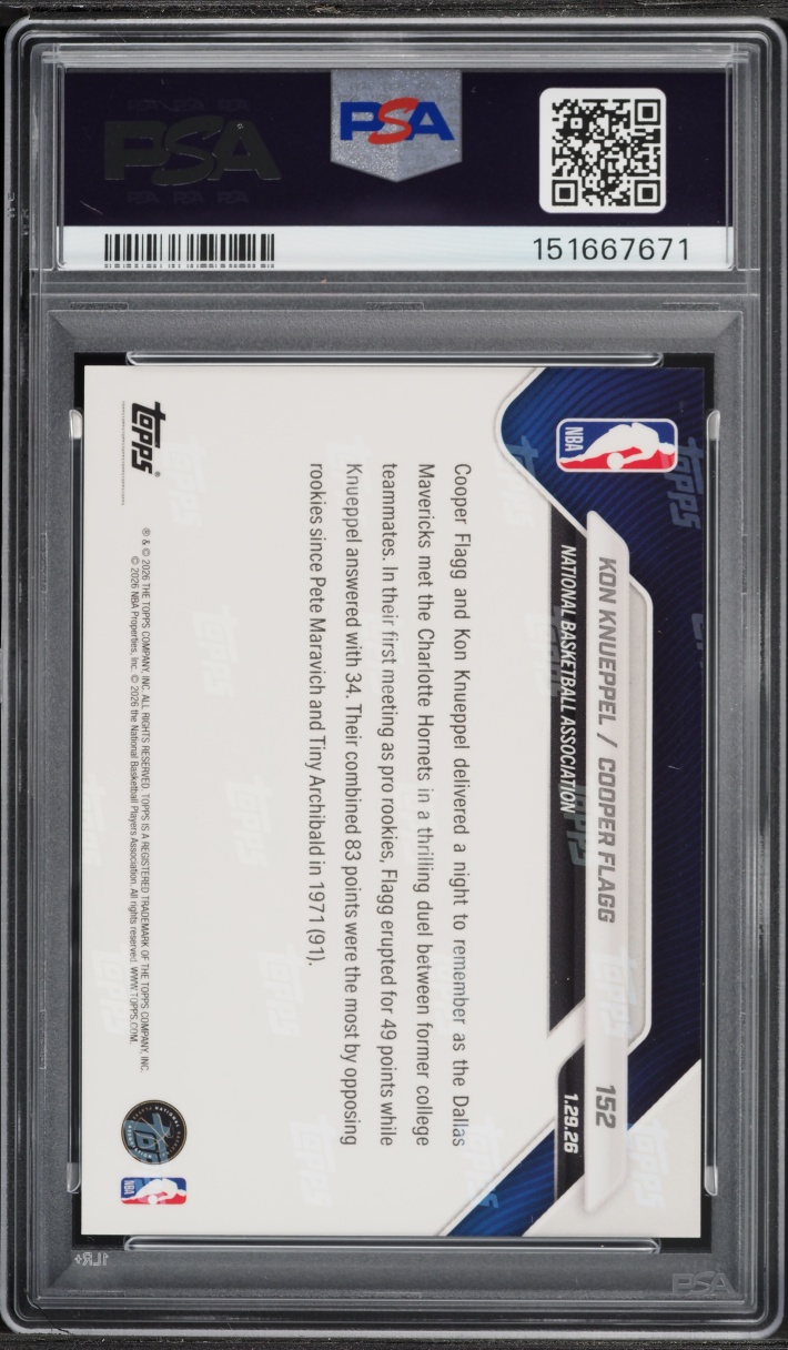 2025 Topps Now Kon Knueppel & Cooper Flagg ROOKIE #152 PSA 9 MINT