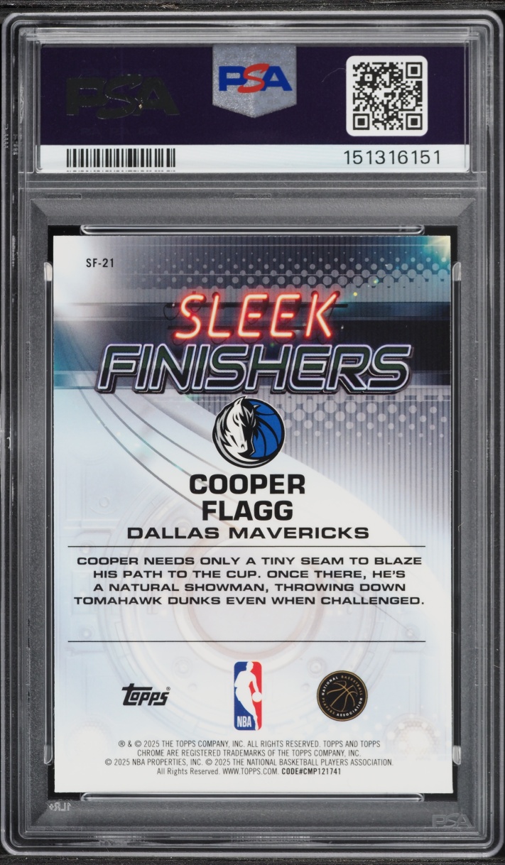 2025 Topps Chrome Sleek Finishers Cooper Flagg ROOKIE #SF-21 PSA 10 GEM MINT