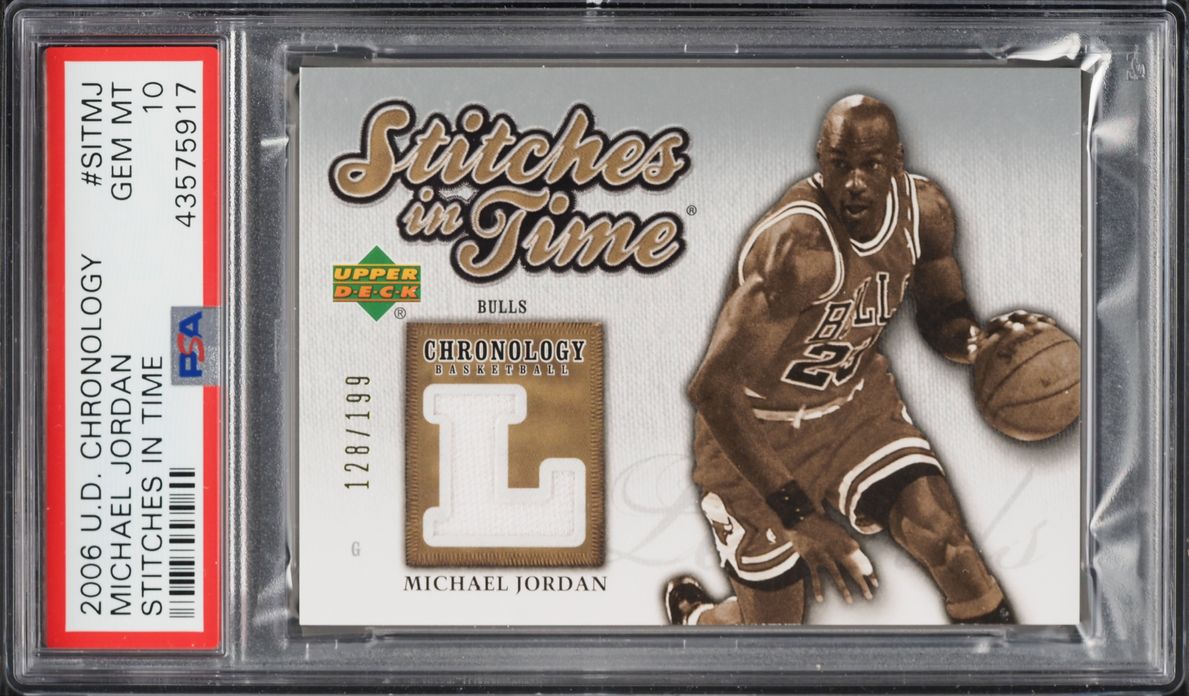2006 Upper Deck Chronology Stitches In Time Michael Jordan PATCH /199 PSA 10 GEM MINT