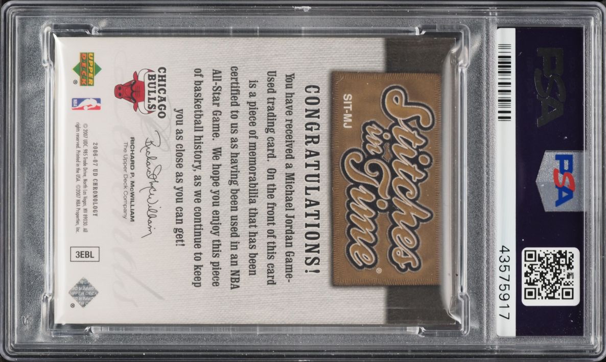 2006 Upper Deck Chronology Stitches In Time Michael Jordan PATCH /199 PSA 10 GEM MINT