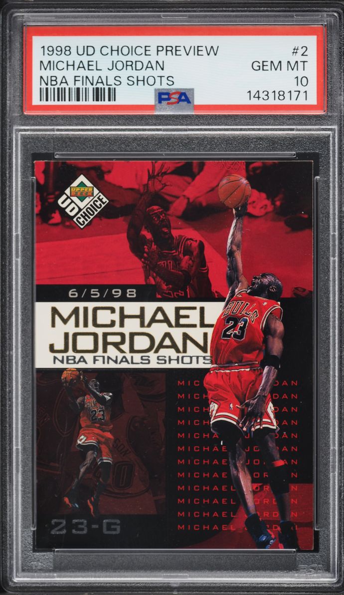 1998 Upper Deck Choice Preview NBA Finals Shots Michael Jordan #2 PSA 10 GEM MINT