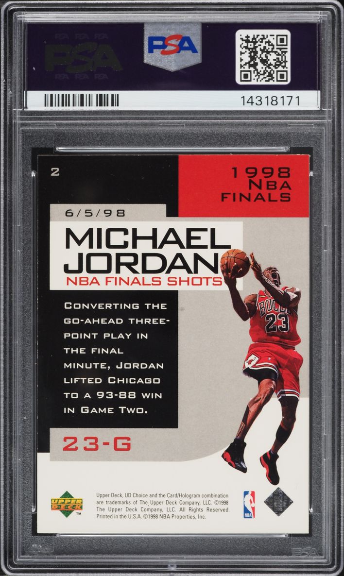1998 Upper Deck Choice Preview NBA Finals Shots Michael Jordan #2 PSA 10 GEM MINT