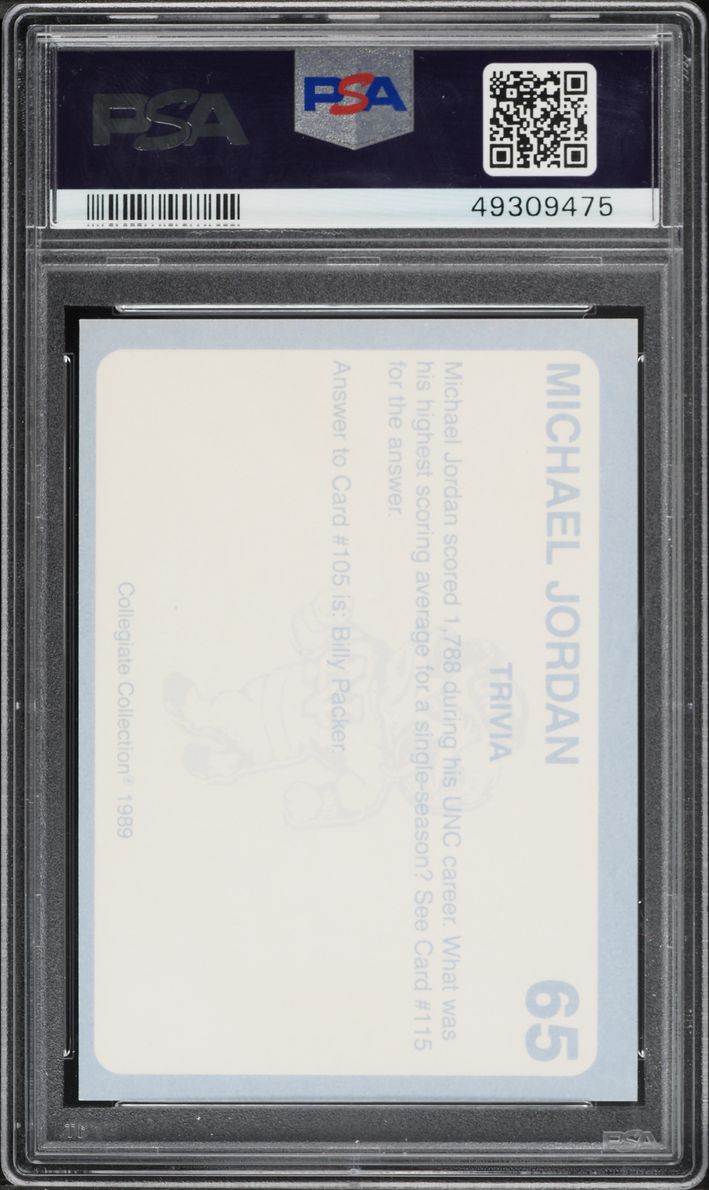 1989 Collegiate Collection North Carolina Gold Michael Jordan #65 PSA 10 GEM MINT