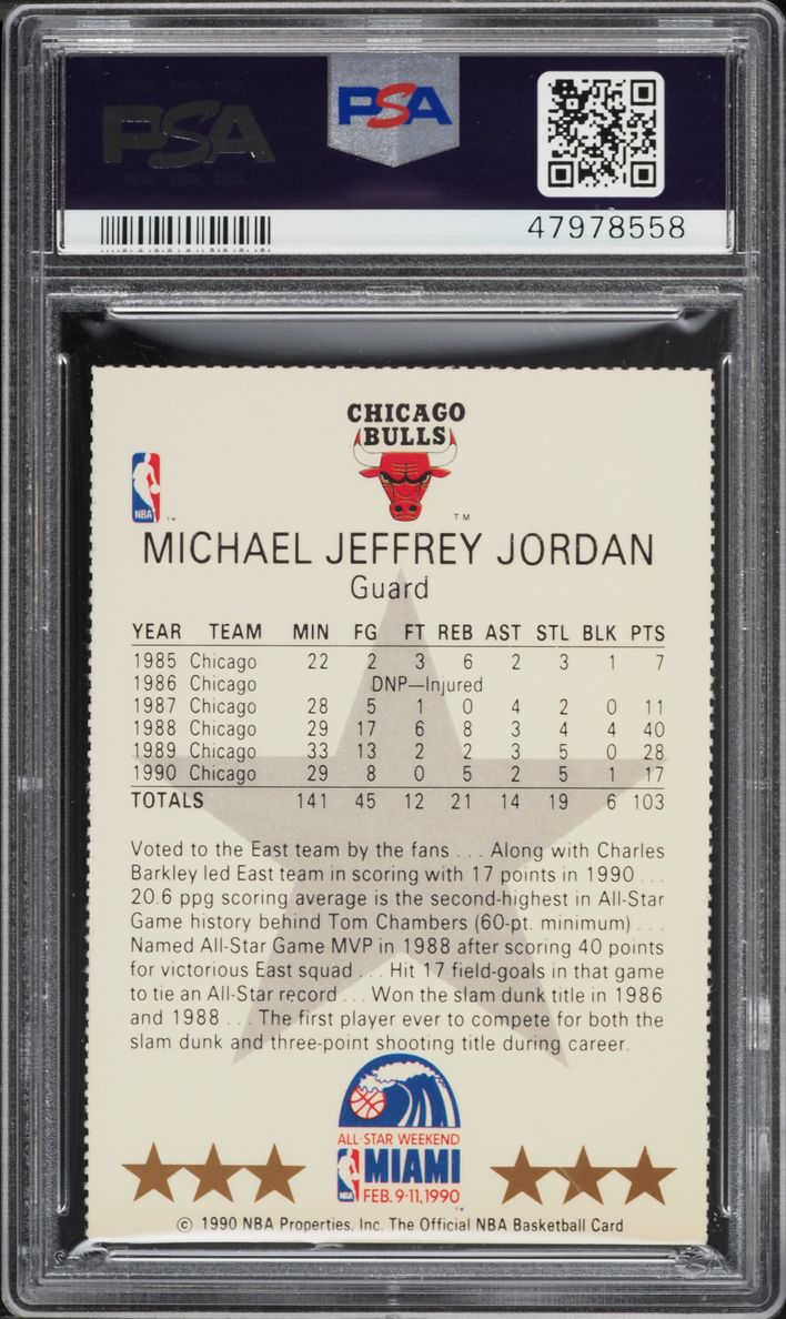 1990 Hoops All-Star Panels Perforated Michael Jordan PSA 10 GEM MINT