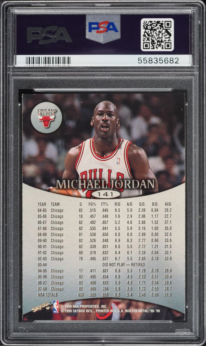 1998 Skybox Molten Metal Michael Jordan #141 PSA 10 GEM MINT