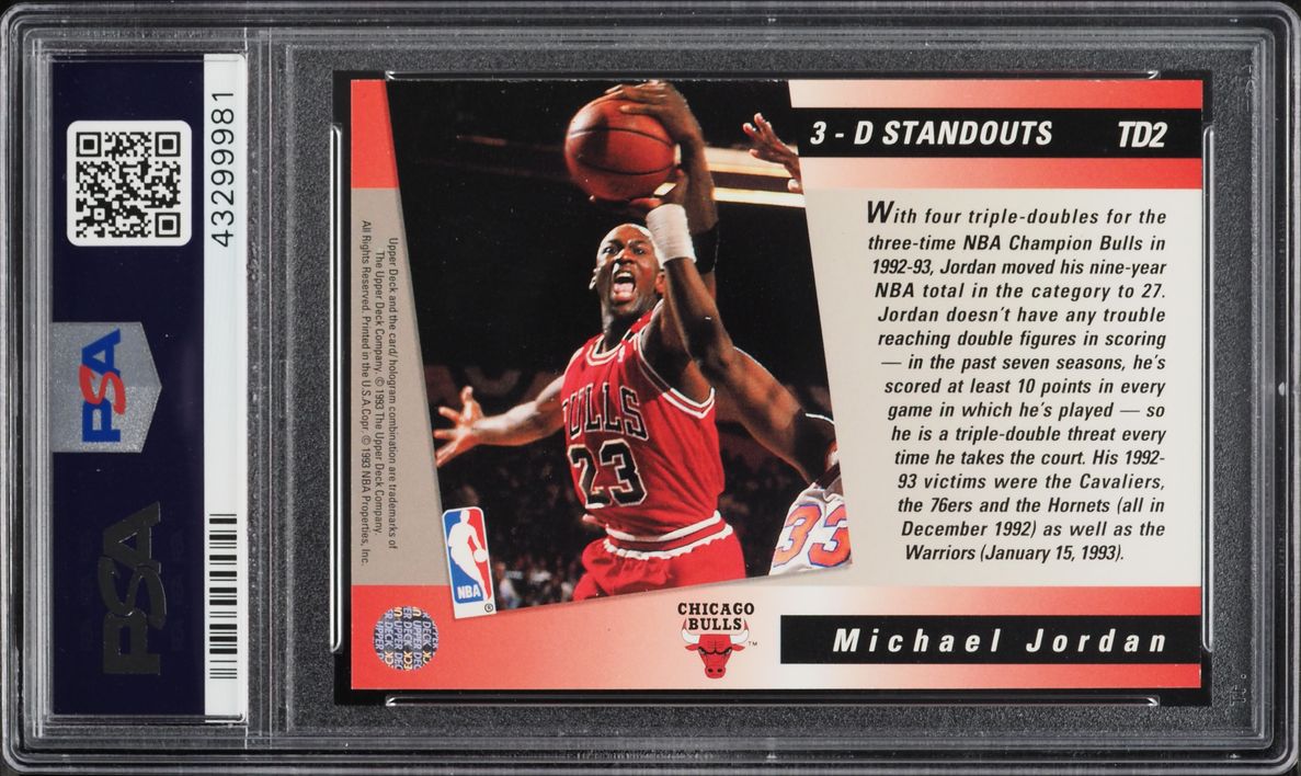 1993 Upper Deck Triple Double Hologram Michael Jordan #TD2 PSA 10 GEM MINT