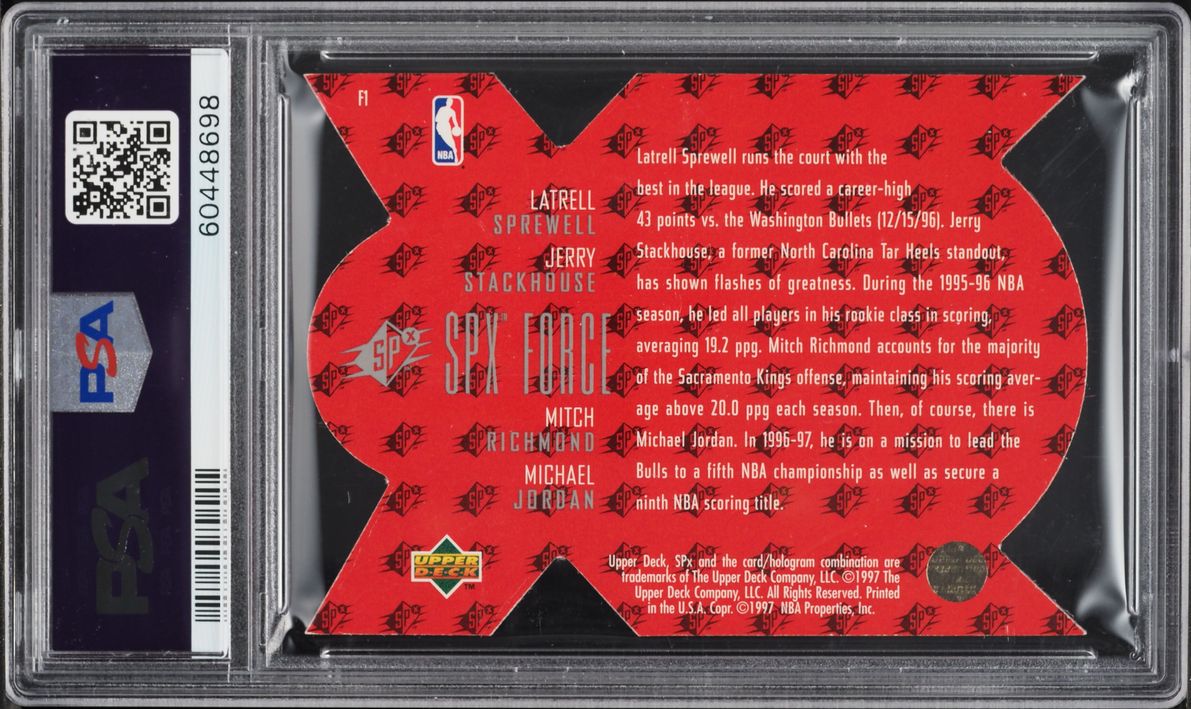 1996 SPx Force Die-Cut Stackhouse Richmond Sprewell Michael Jordan #F1 PSA 9 MINT