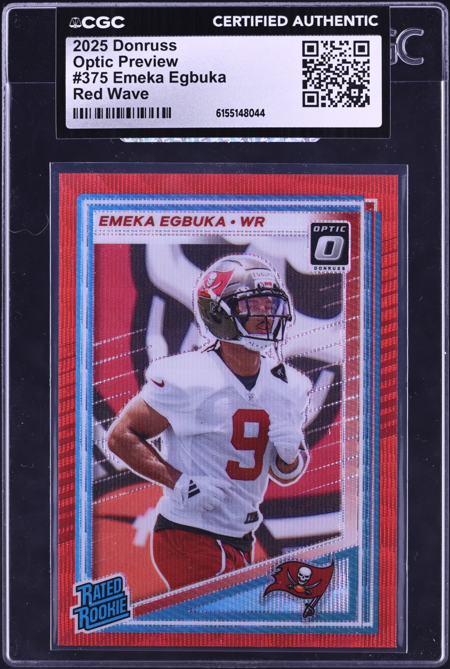 2025 Donruss Optic Preview Red Wave Emeka Egbuka ROOKIE #375 CGC AUTH