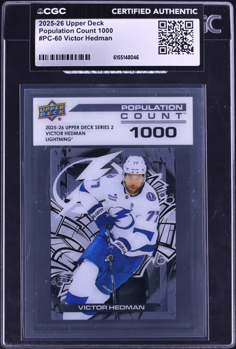 2025 Upper Deck Population Count 1000 Victor Hedman #PC-60 CGC AUTH